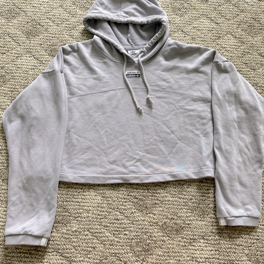 adidas Gray Cropped Hoodie
